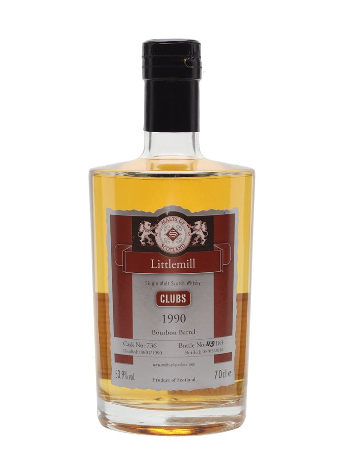 Littlemill 1990 Bourbon Barrel Malts of Scotland Lowland Single Malt Scotch Whisky | 700ML