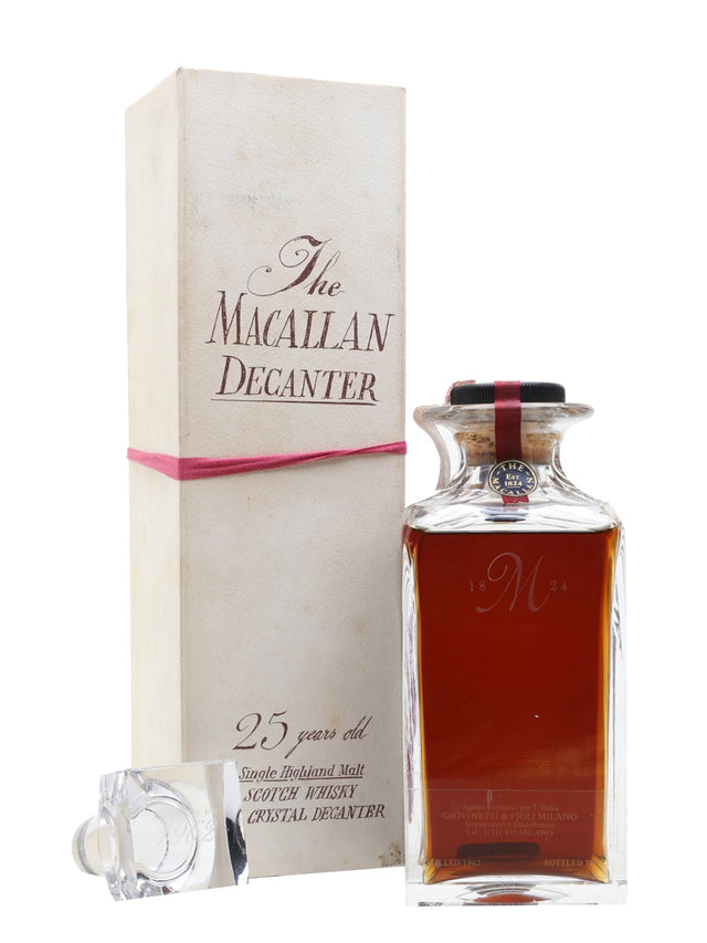 Macallan 1962 25 Year Old Crystal Decanter Speyside Single Malt Scotch Whisky | 700ML at CaskCartel.com
