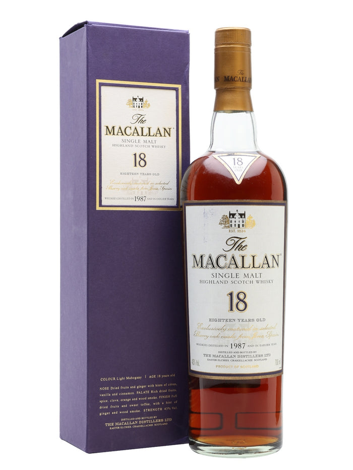 The Macallan 18 Year Old 1987 Sherry Oak Single Malt Scotch Whisky