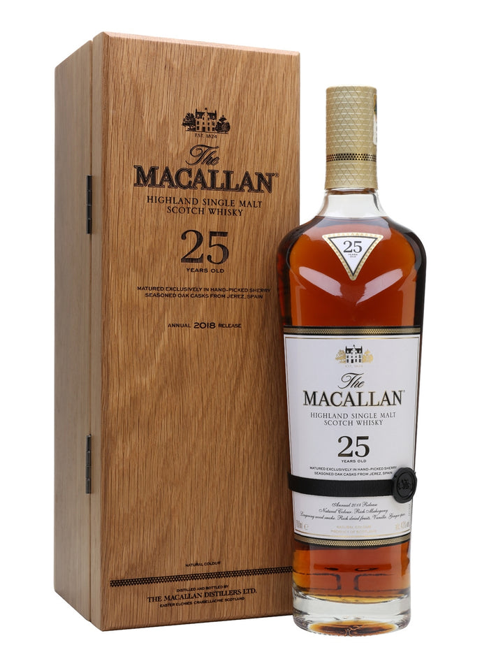 Macallan 25 Year Old Sherry Oak 2018 Release Speyside Single Malt Scotch Whisky | 700ML