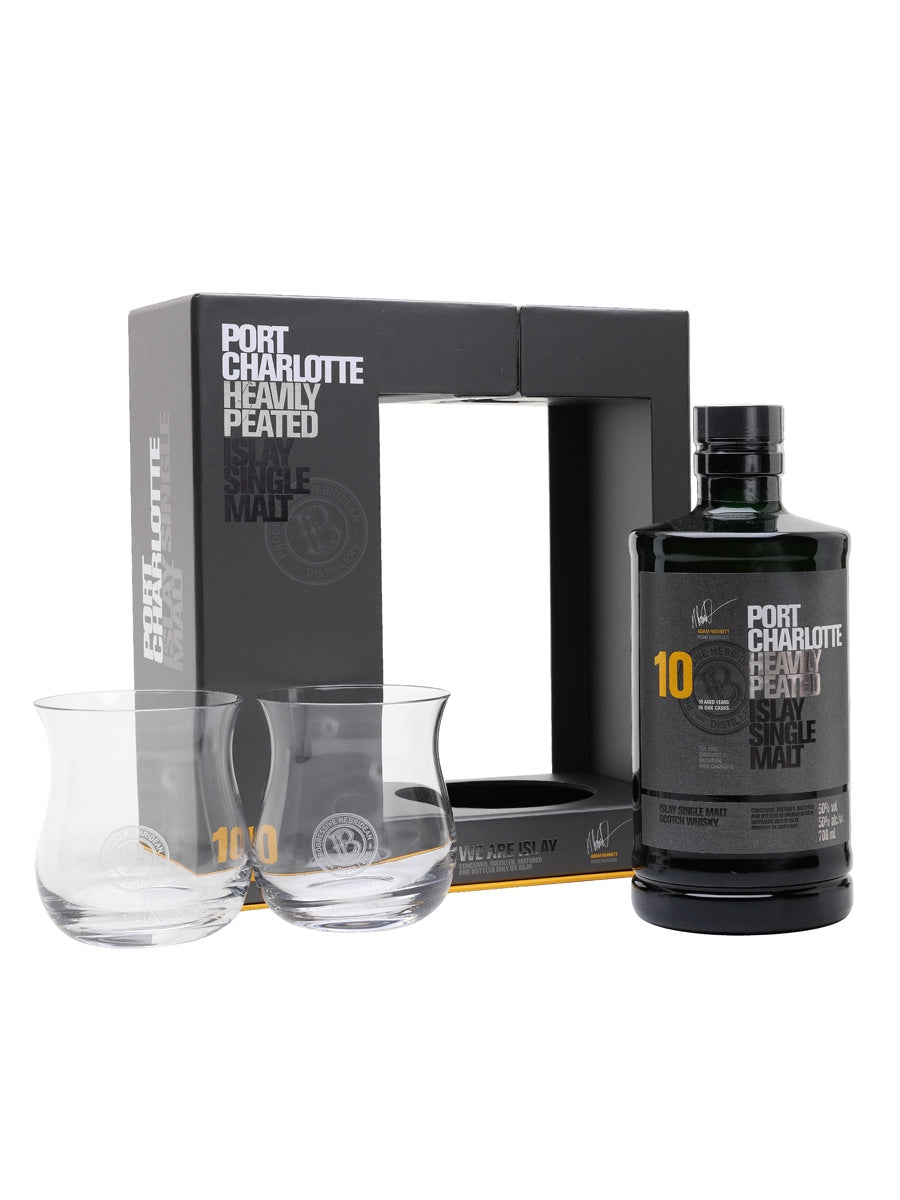 Port Charlotte 10 Year Old 2 Glass Pack Islay Single Malt Scotch Whisky | 700ML at CaskCartel.com