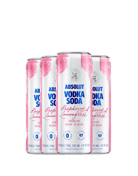 Absolut Vodka Soda Raspberry & Lemongrass Cocktail | 4*355ML at CaskCartel.com