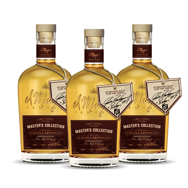 EL MAYOR | MASTERS COLLECTION | PUDGE RODRIGUEZ SINGLE BARREL REPOSADO | 2022 LIMITED EDITION | (3) BOTTLE BUNDLE at CaskCartel.com 1