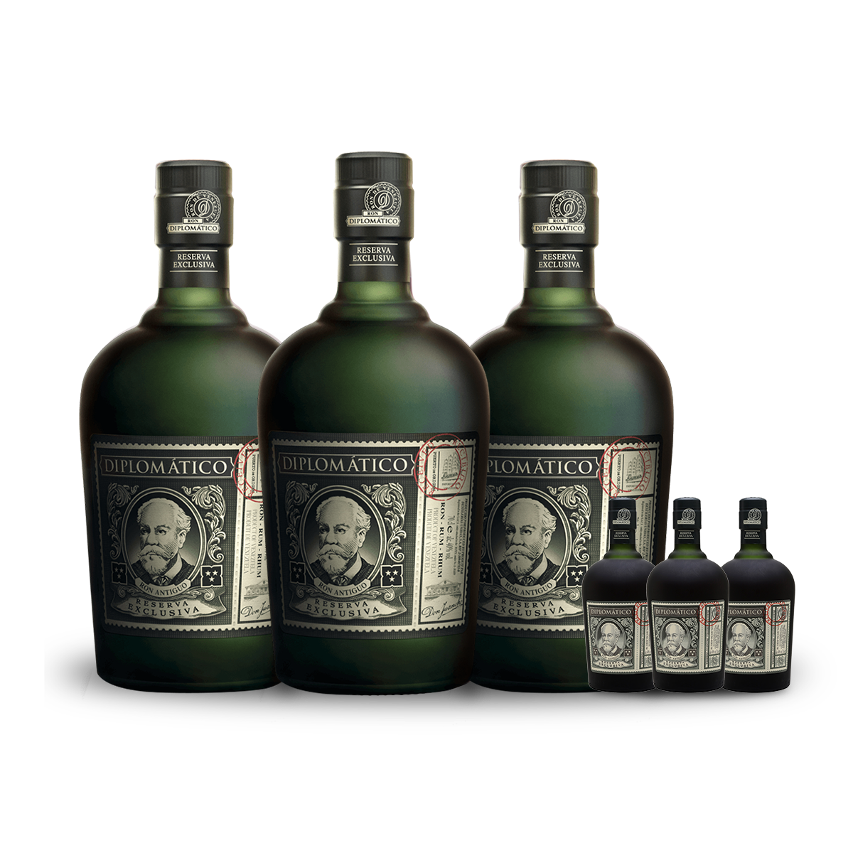 Ron Diplomático Reserva Exclusiva Rum (3) Bottle Bundle w/Free Minis (3) at CaskCartel.com