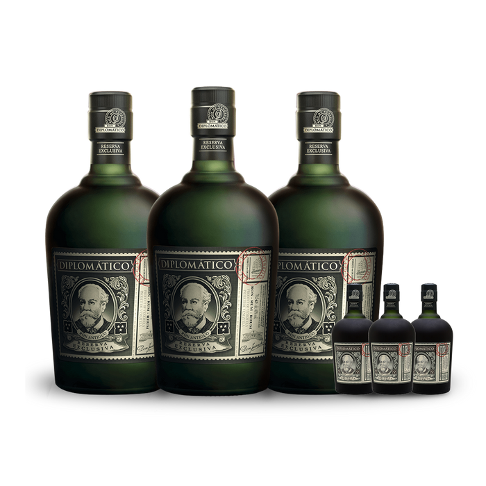 Diplomático Reserva Exclusiva Rum (3) Bottle Bundle  w/Free Minis (3)