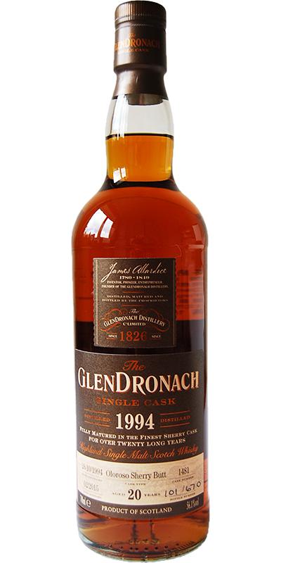 Glendronach 1994 Bottled in 2015 Oloroso Sherry Butt 20 Year Old