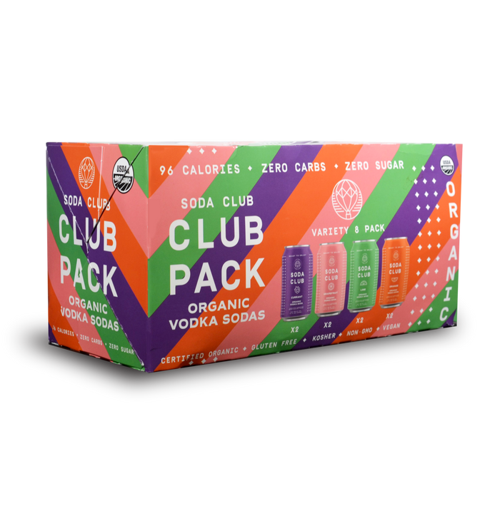 Lifted Libations Club Pack | Organic Vodka Soda Variety Pack (8) Cans