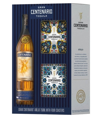 Gran Centenario Anejo with Four Ceramic Coasters Tequila at CaskCartel.com