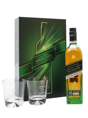 Johnnie Walker Green Label 15 Year Old Glass Set Blended Malt Scotch Whisky | 700ML at CaskCartel.com