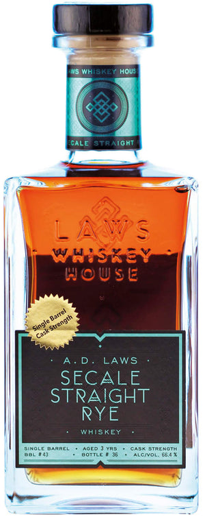 A.D. Laws Single Barrell Cask Strength Secale 3 Year Old Straight Rye Whiskey - CaskCartel.com